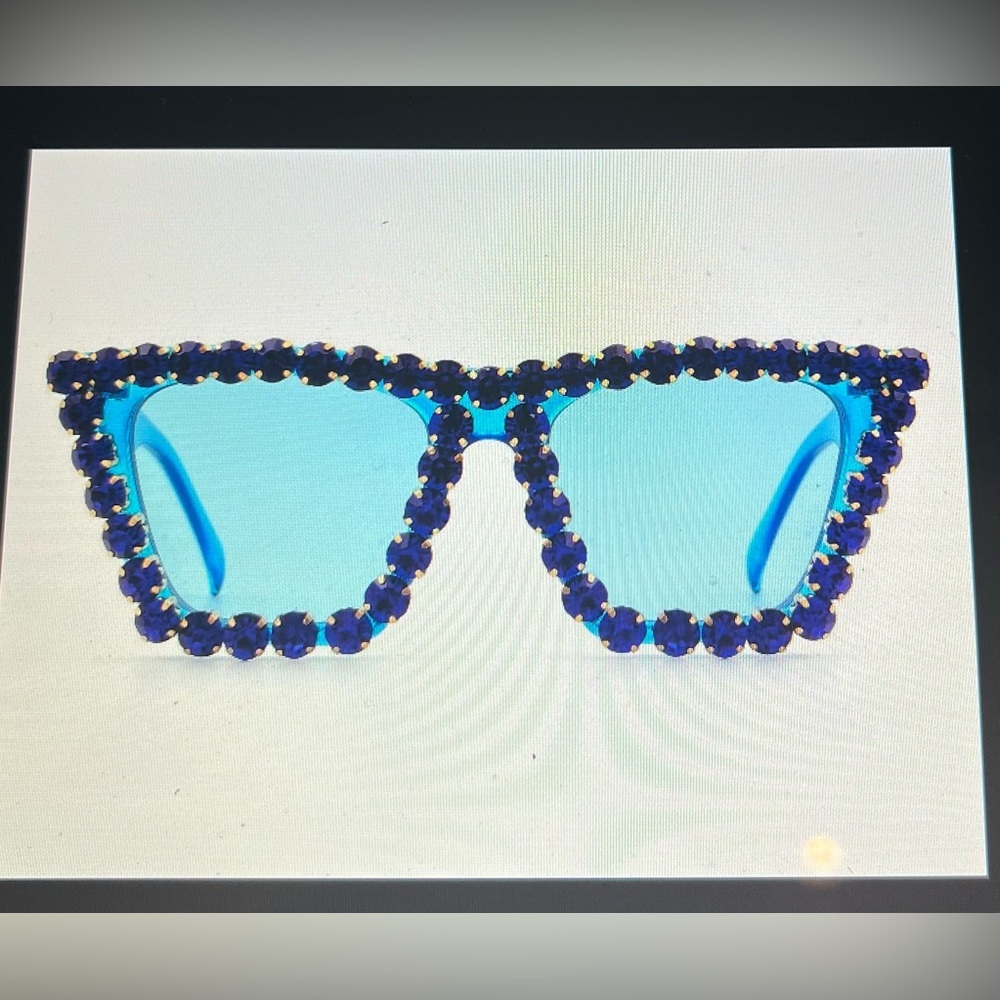 Greeksglasses Blue Rhinestone styled Sunglasses